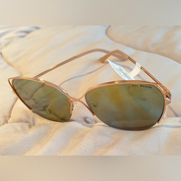 True Religion Sunglasses Green Mirrored Aviators - Picture 4 of 6